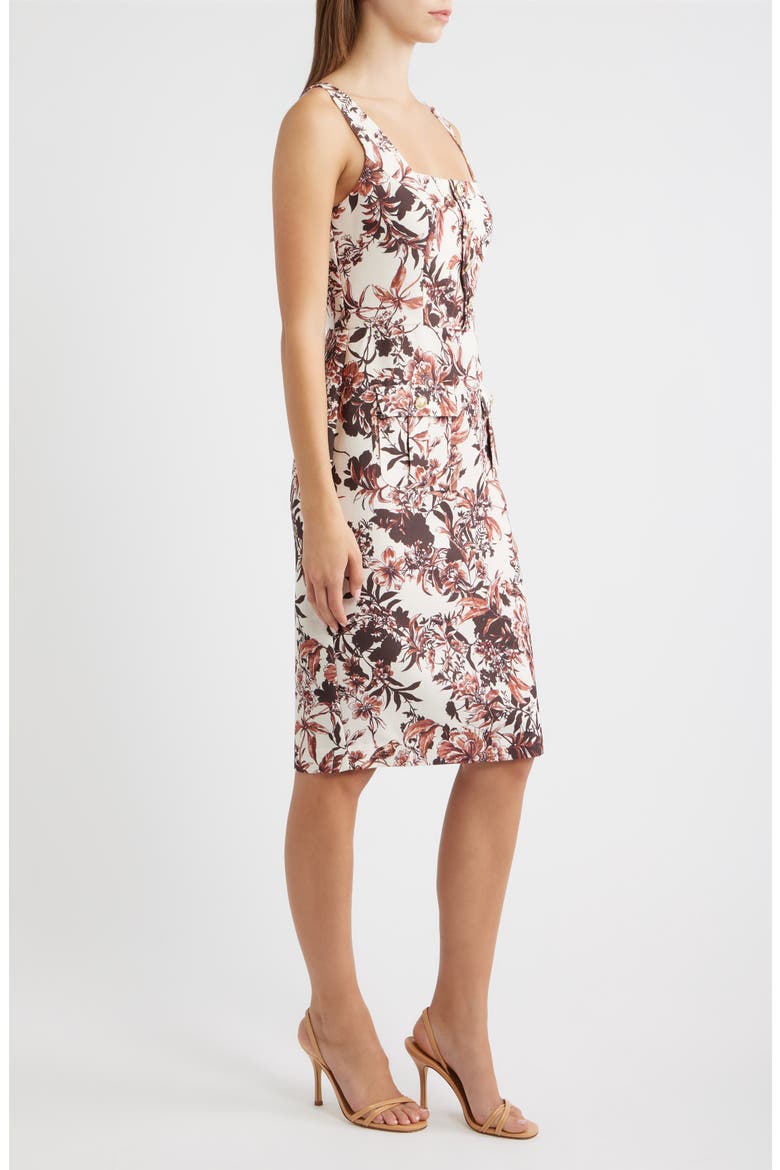Floral Print Sheath Dress, Alternate, color, COFFEE EGGSHELL