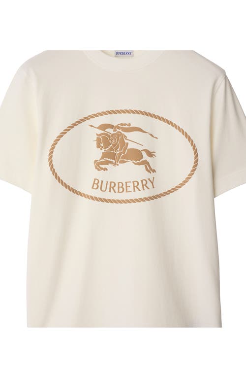 Burberry Beige Crewneck T-shirt With Maxi Logo On The Front In Cotton Man In White