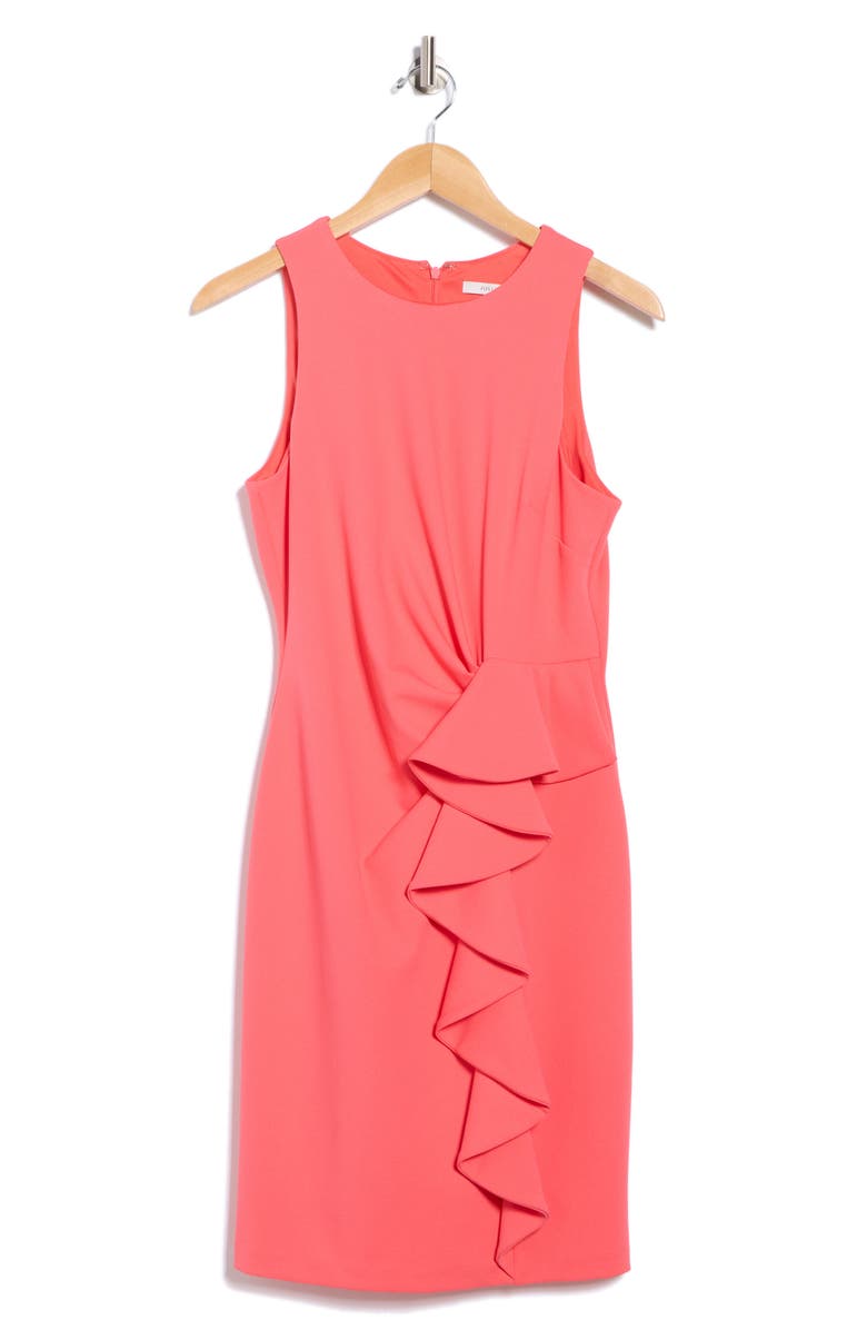 Julia Jordan Ruffle Sleeveless Sheath Dress, Alternate, color, Coral
