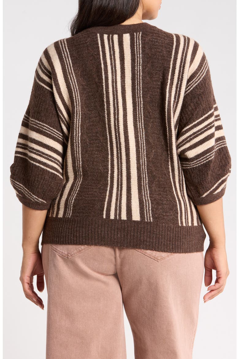 Striped Dolman Sleeve Sweater, Alternate, color, ESPRESSO/ LIGHT ALMOND