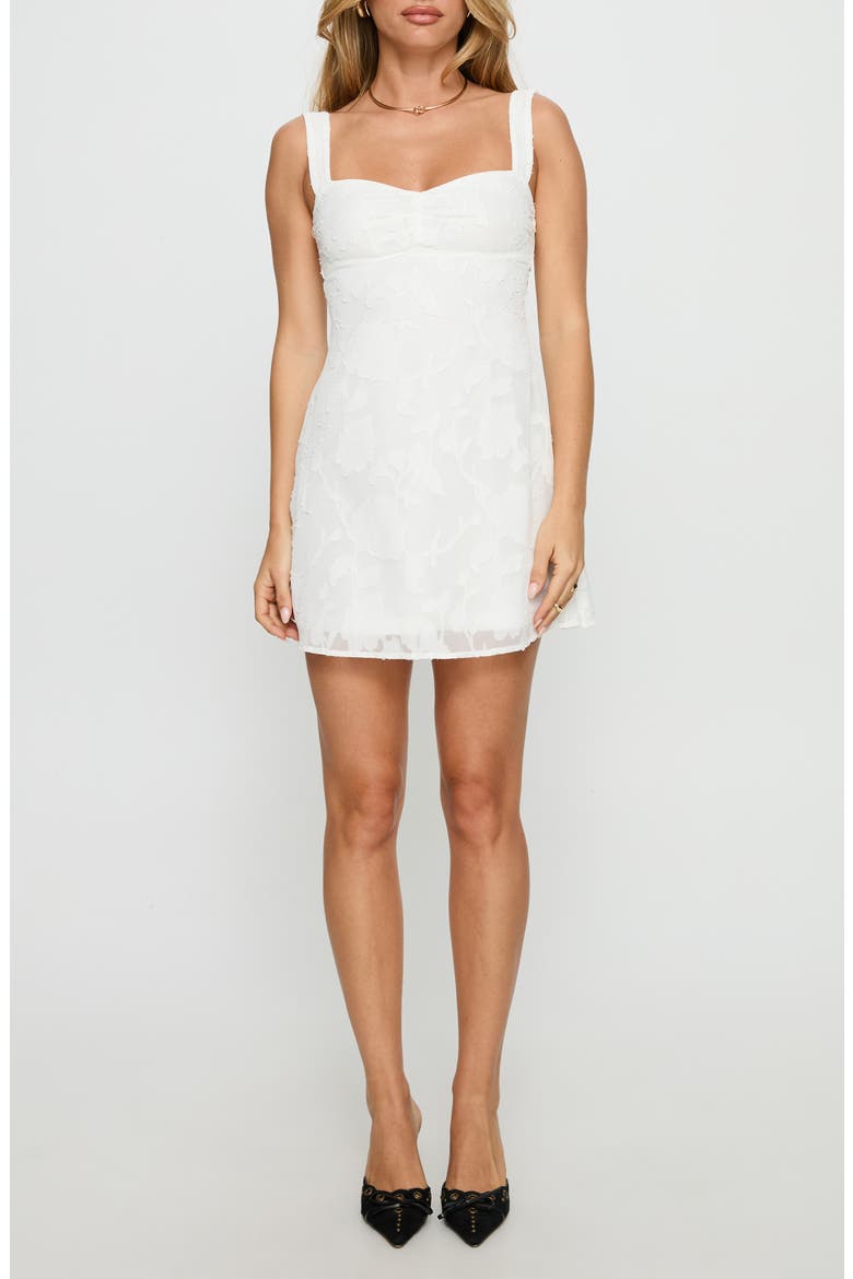 Mcbeath Floral Jacquard Minidress, Main, color, WHITE