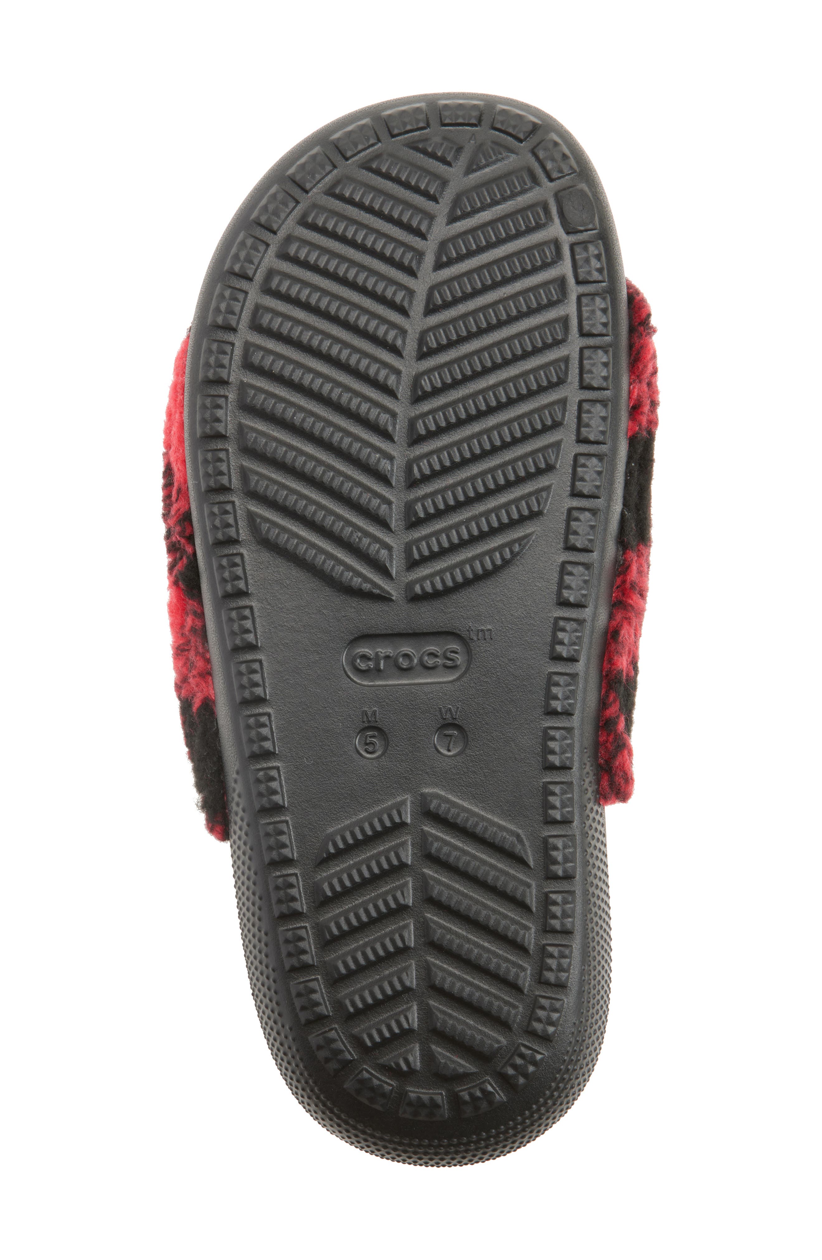 CROCS Classic Buffalo Check Slide Slipper, Alternate, color, Black/ Red