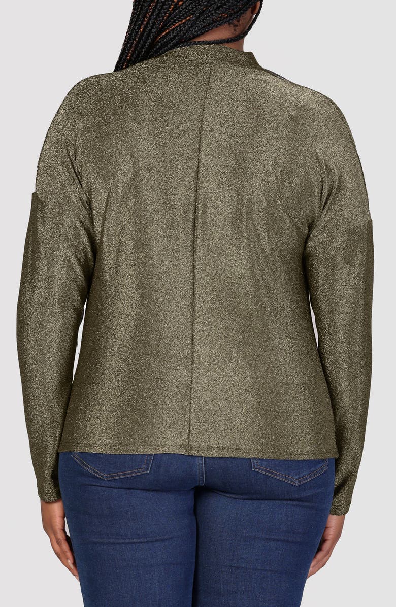 24seven Comfort Apparel Shimmer Knit Cowl Neck Top, Alternate, color, Gold