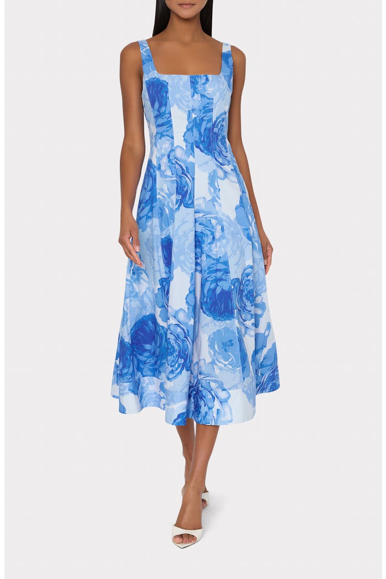 Nia Print Sleeveless Midi Dress, Main, color, BLUE MULTI