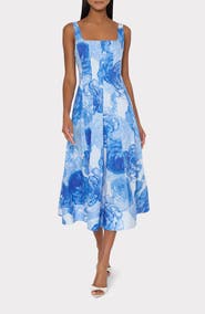 Milly Nia Print Sleeveless Midi Dress
