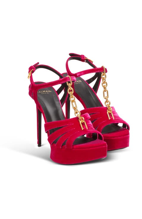 Sync platform sandals in patent lambskin