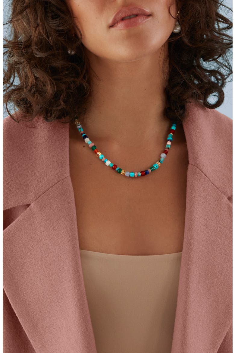 Freedom Beaded Gemstone Necklace, Alternate, color, YELLOW GOLD