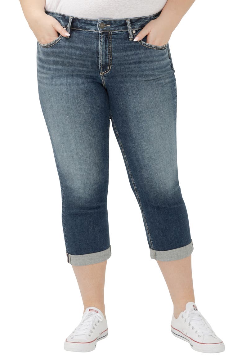 Suki Americana Curvy Mid Rise Capri Jeans, Main, color, BALLOT