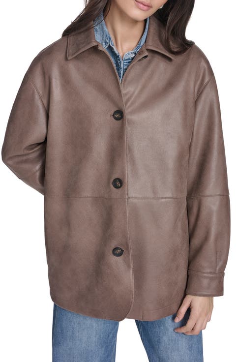 Water Resistant Faux Leather Coat