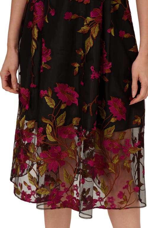 ADRIANNA PAPELL ADRIANNA PAPELL FLORAL EMBOIDERY MIDI DRESS
