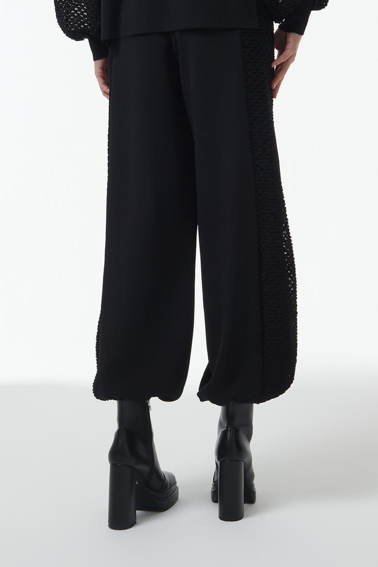 Mesh Detail Knit Trousers, Alternate, color, Black