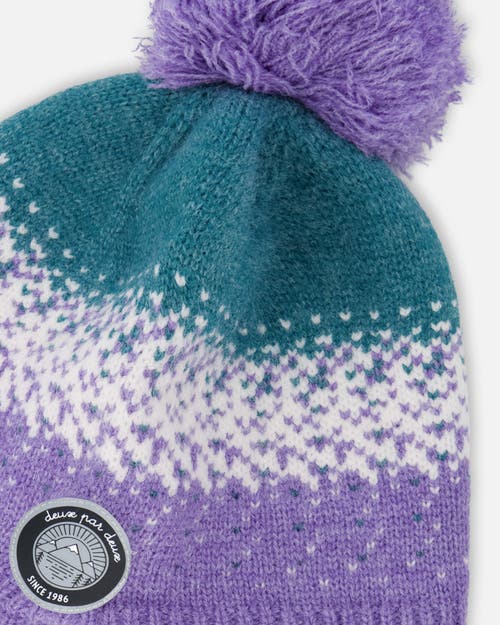 Deux Par Deux Lined Peruvian Knit Hat With Pompom In Multi