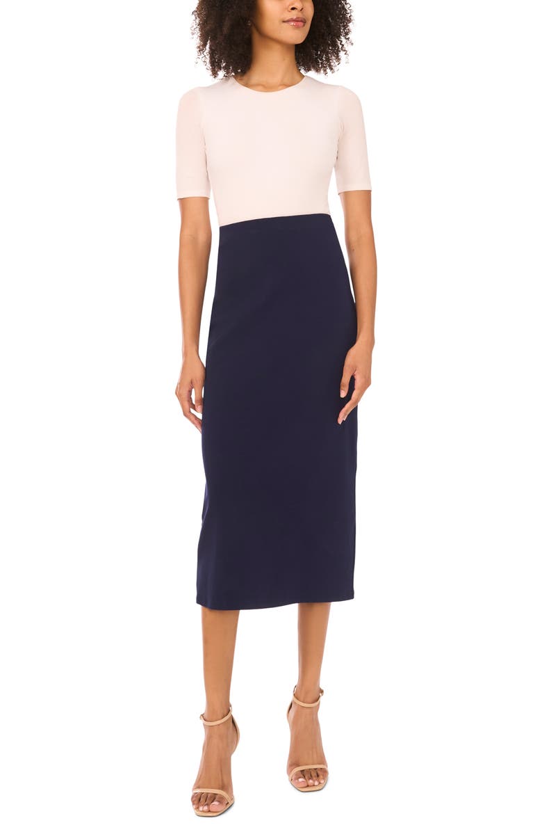 Vince Camuto Pull On Midi Skirt, Alternate, color, Classic Navy