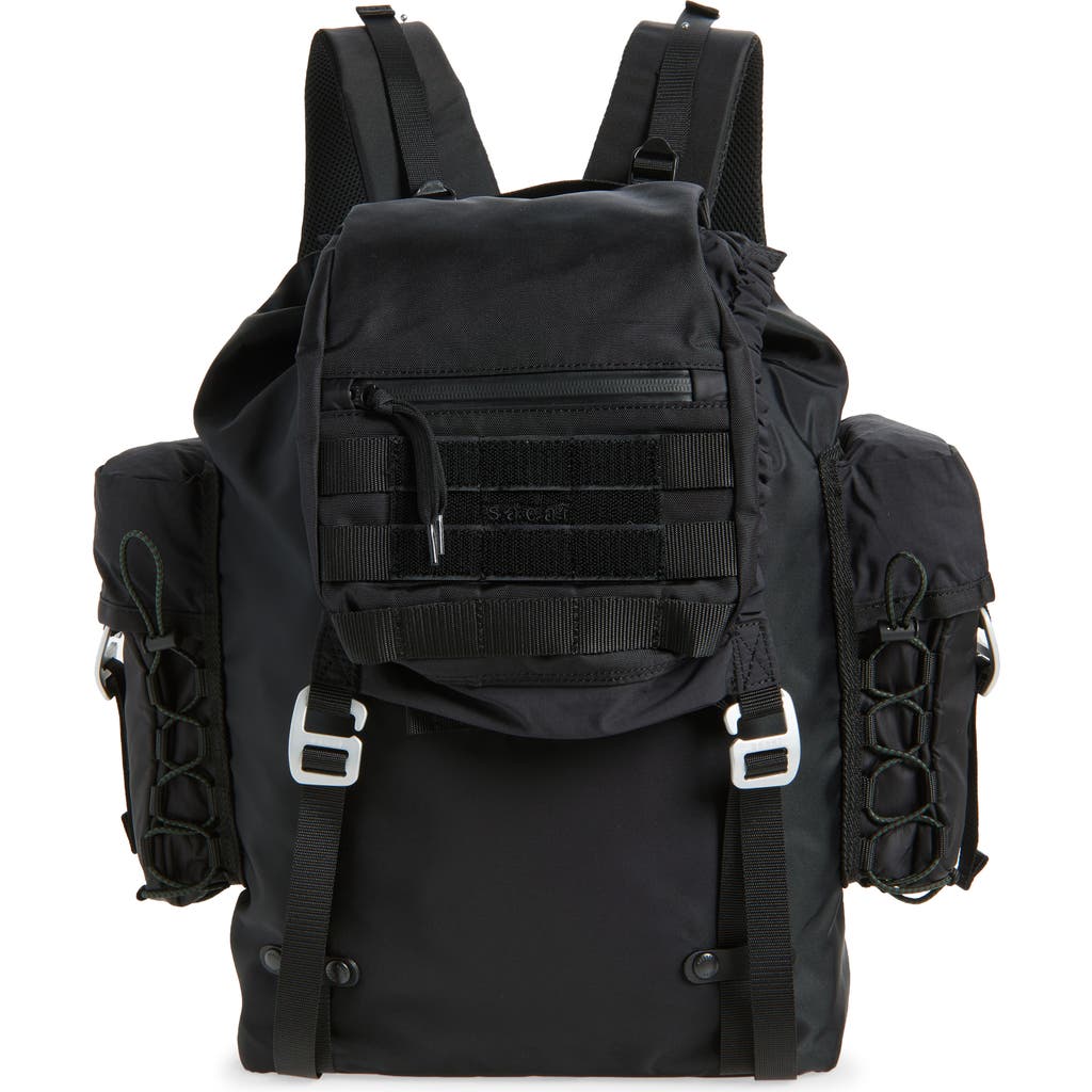 Sacai Hike Tech Canvas Backpack In Black
