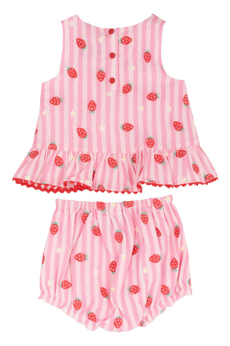 Strawberry Stripe Peplum Tank, Shorts & Bucket Hat Set, Alternate, color, PINK