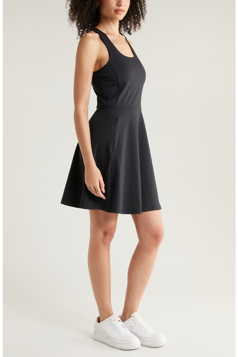 Daybreak Cross Back Tennis Dress, Alternate, color, BLACK