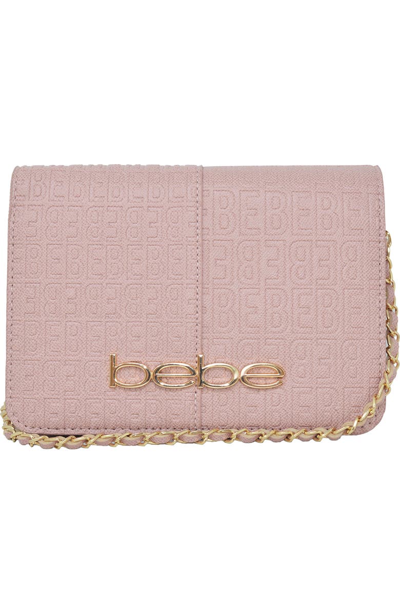 bebe Ailey Embossed Large Crossbody Bag, Main, color, Solid Dark Blush