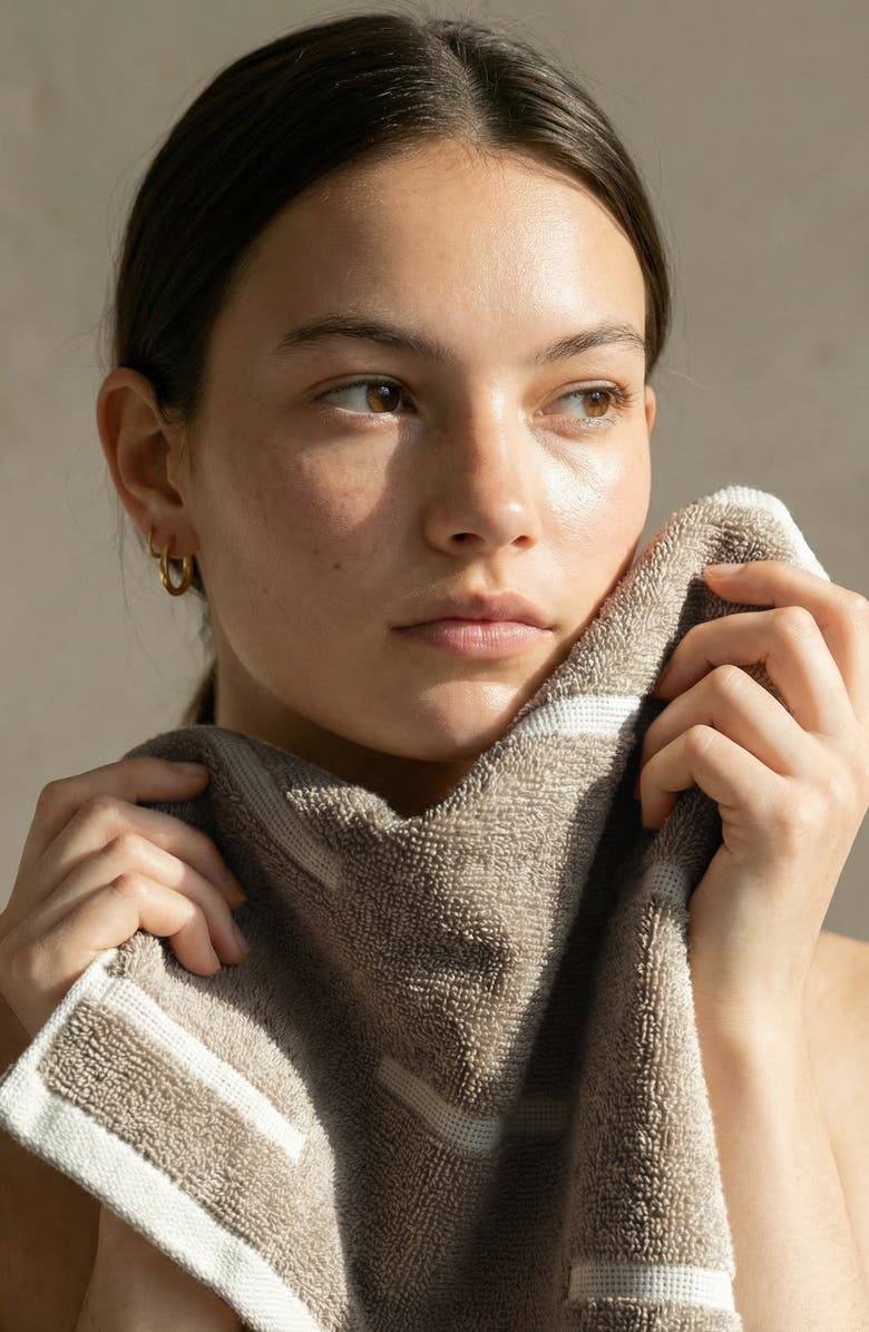 Italic Sorrel Washcloth Set, Alternate, color, Tan & Ecru