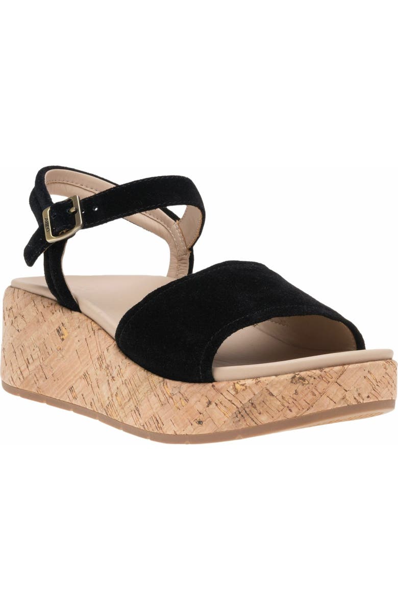 ABEO Solstice Buckle Sandal, Main, color, Black Suede - Regular