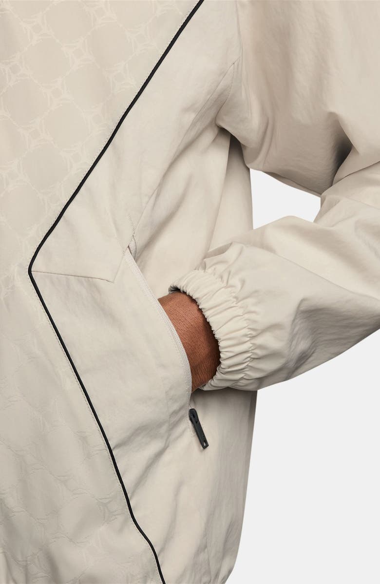 Jordan Brooklyn Printed Hooded Nylon Track Jacket, Alternate, color, Light Ore Wood Brown/ Black