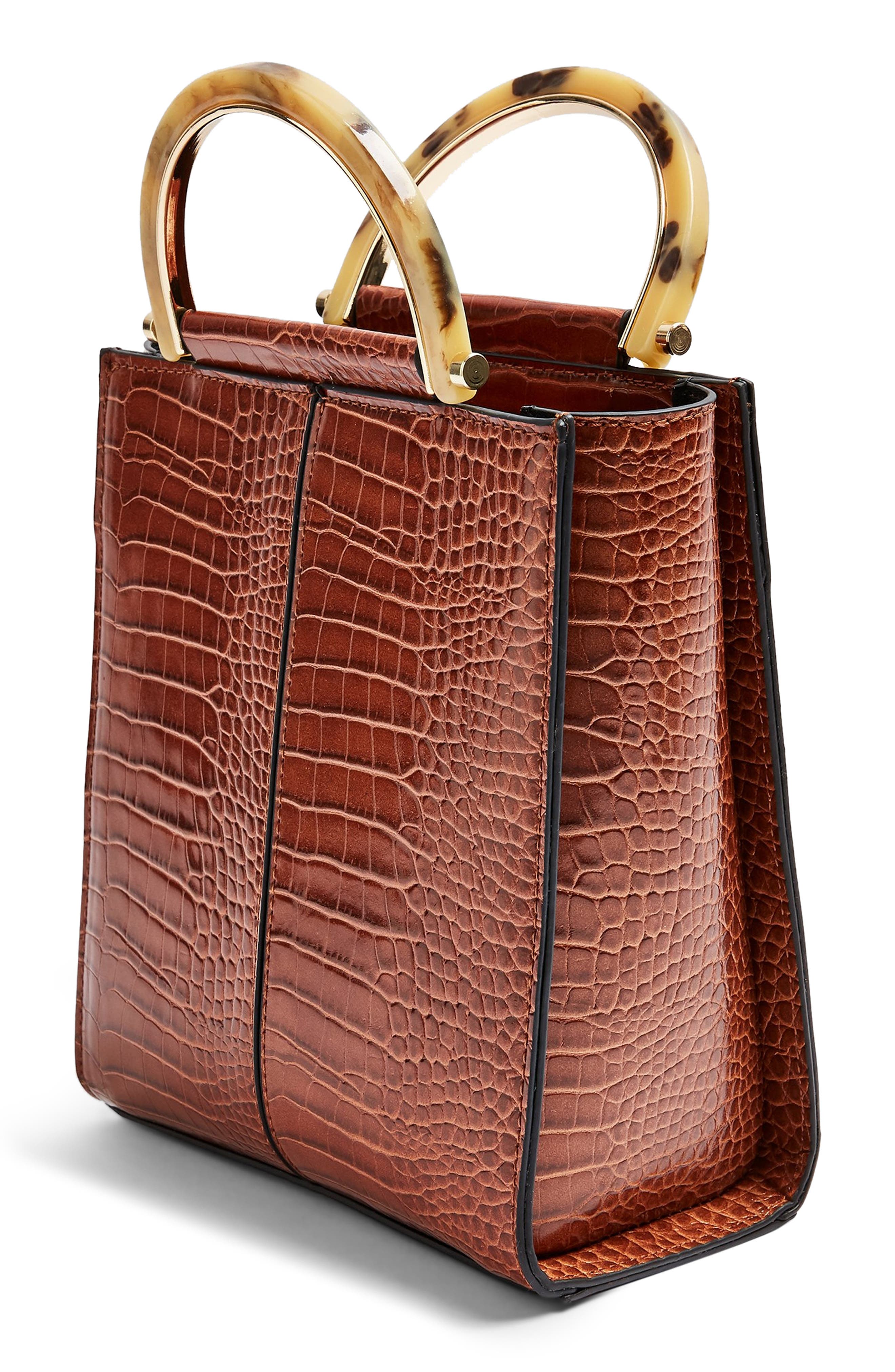 Topshop Sara Crocodile Grab Bag, Alternate, color, 