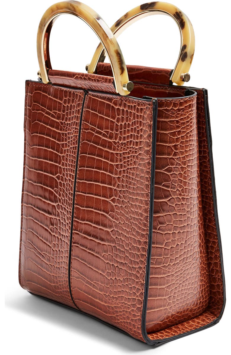 Topshop Sara Crocodile Grab Bag, Alternate, color,