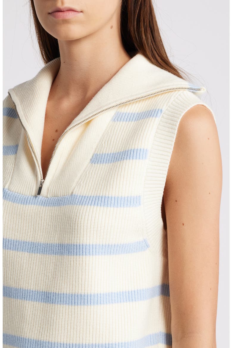 Stripe Sleeveless Half Zip Sweater, Alternate, color, IVORY/ POWDER BLUE