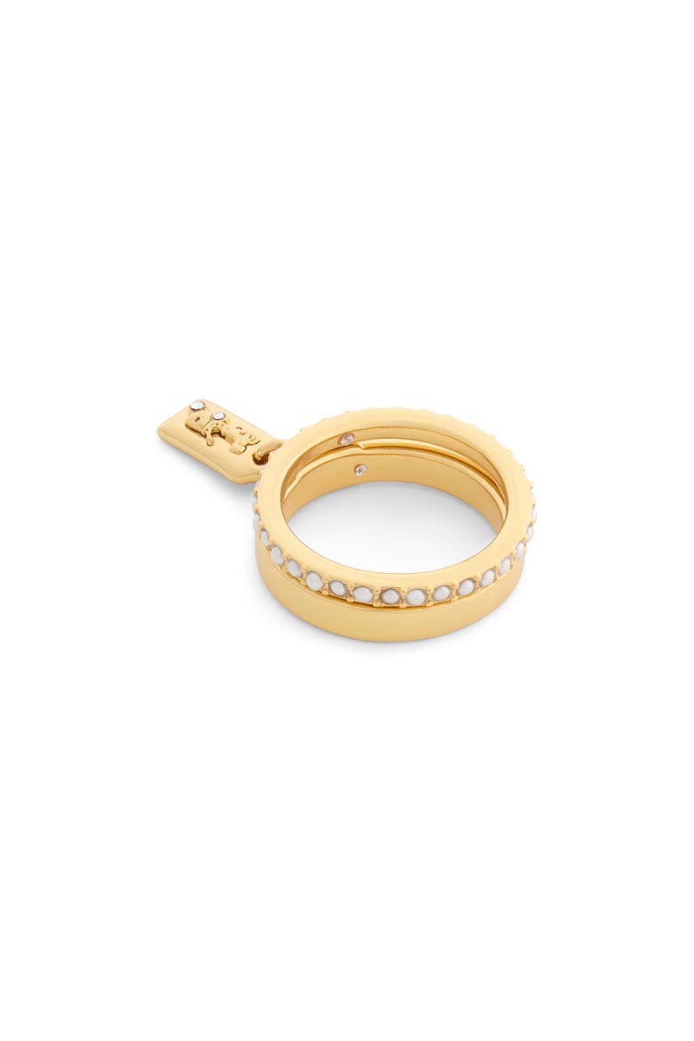 Faux Pearl Hangtag Charm Ring, Alternate, color, PEARL/ GOLD