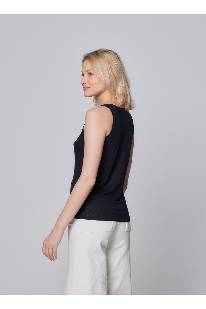 Stretch Linen Tank, Alternate, color, NOIR