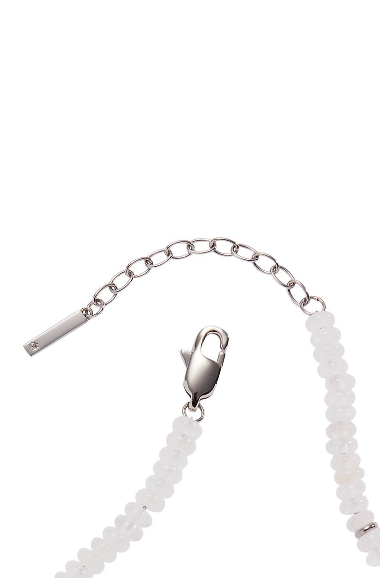 Clear Quartz Semi-Precious Beaded Anklet, Alternate, color, White/ Silver