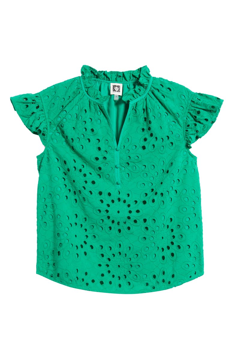 Anne Klein Eyelet Ruffle Top, Alternate, color, 