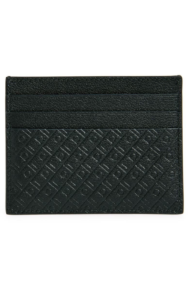 FERRAGAMO Mini Gancio Embossed Leather Card Case, Alternate, color, Nero Nero X Mod