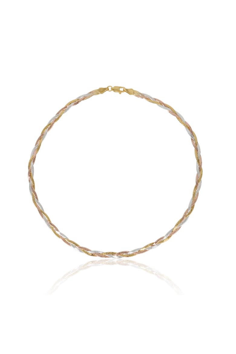 Gold Rose Gold and Silver Spiral Sterling Silver Flat Necklace, Main, color, Gold