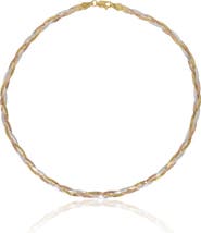 Spero London Gold Rose Gold and Silver Spiral Sterling Silver Flat Necklace