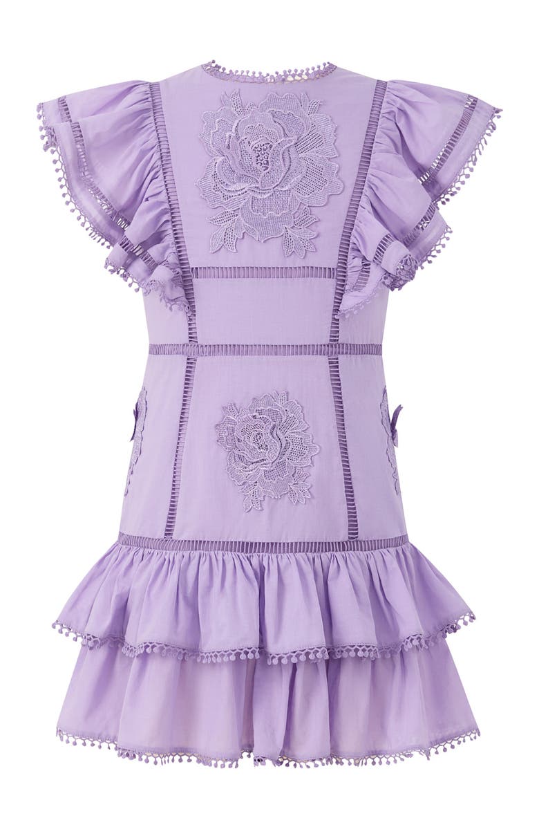 Marlo Kids Carloyn Frill Cotton Mini Dress, Main, color, Lavender