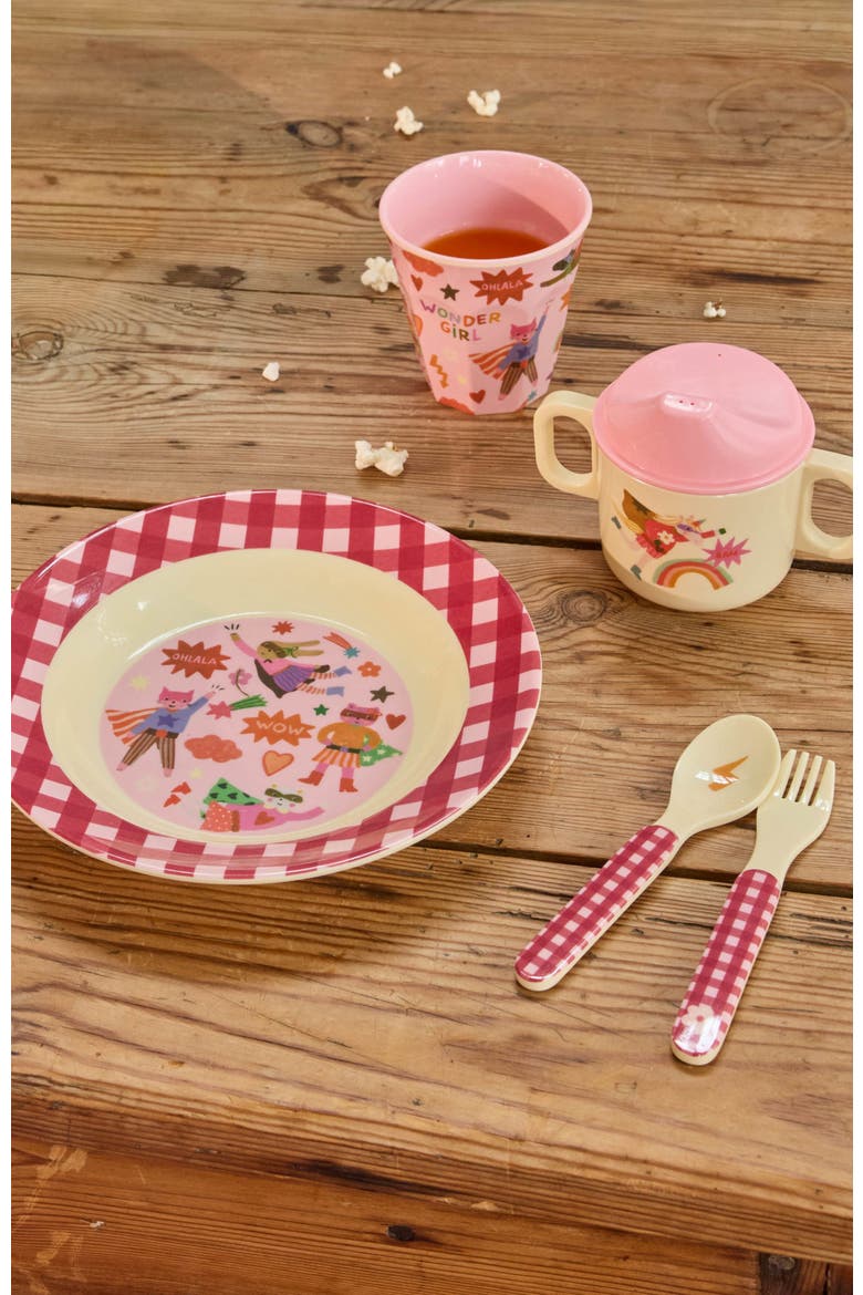 Melamine Kids Bowl Hero, Alternate, color, Pink