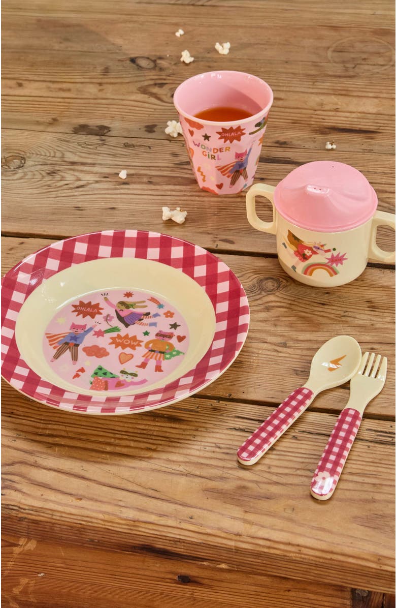 Rice by Rice Melamine Kids Bowl Hero, Alternate, color, Pink