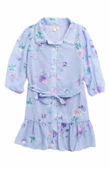 Kids' Floral Print Button Down Trapeze Dress