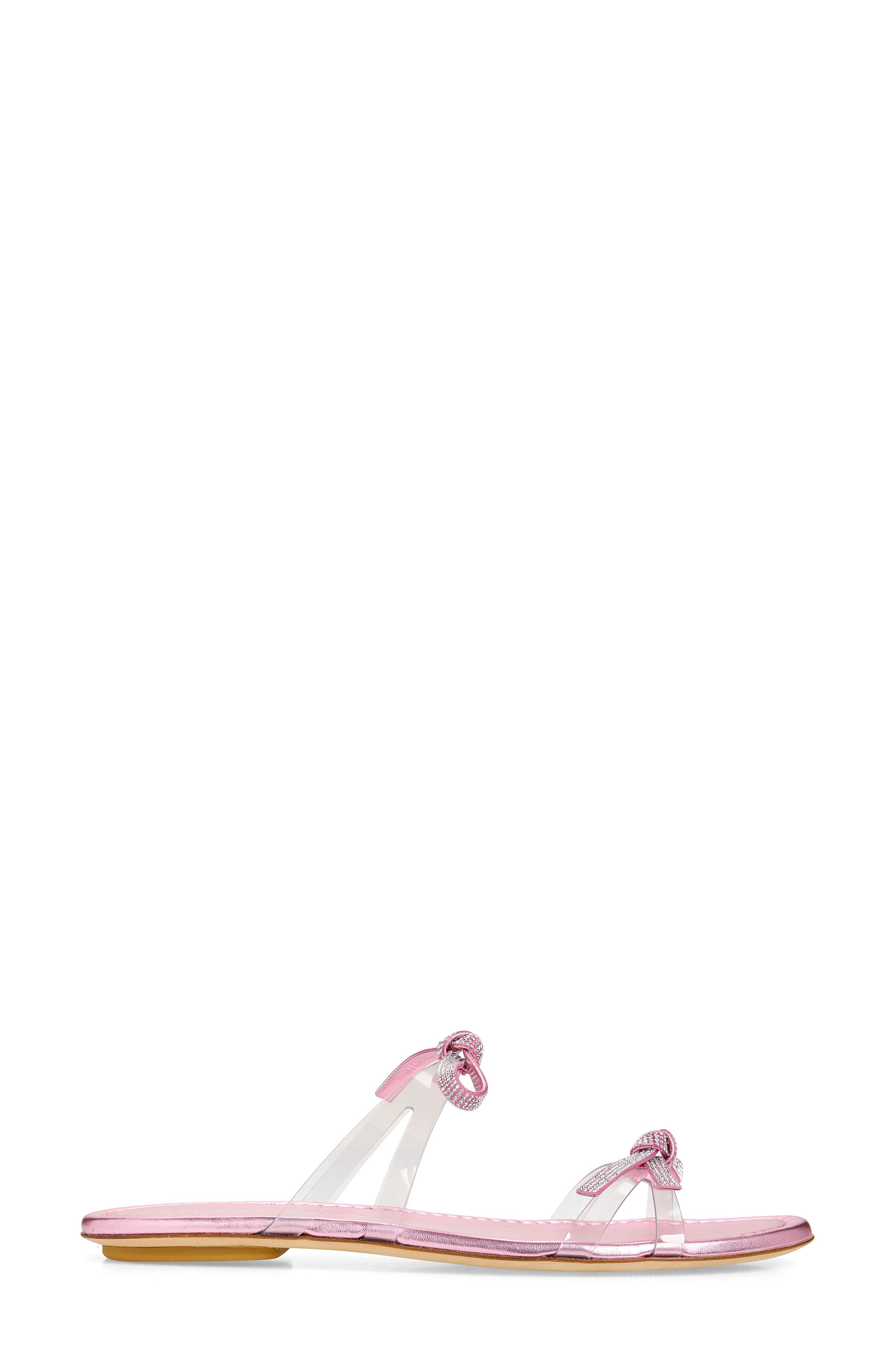 Stuart Weitzman Bow Slide Sandal, Alternate, color, Clear/ Cotton Candy