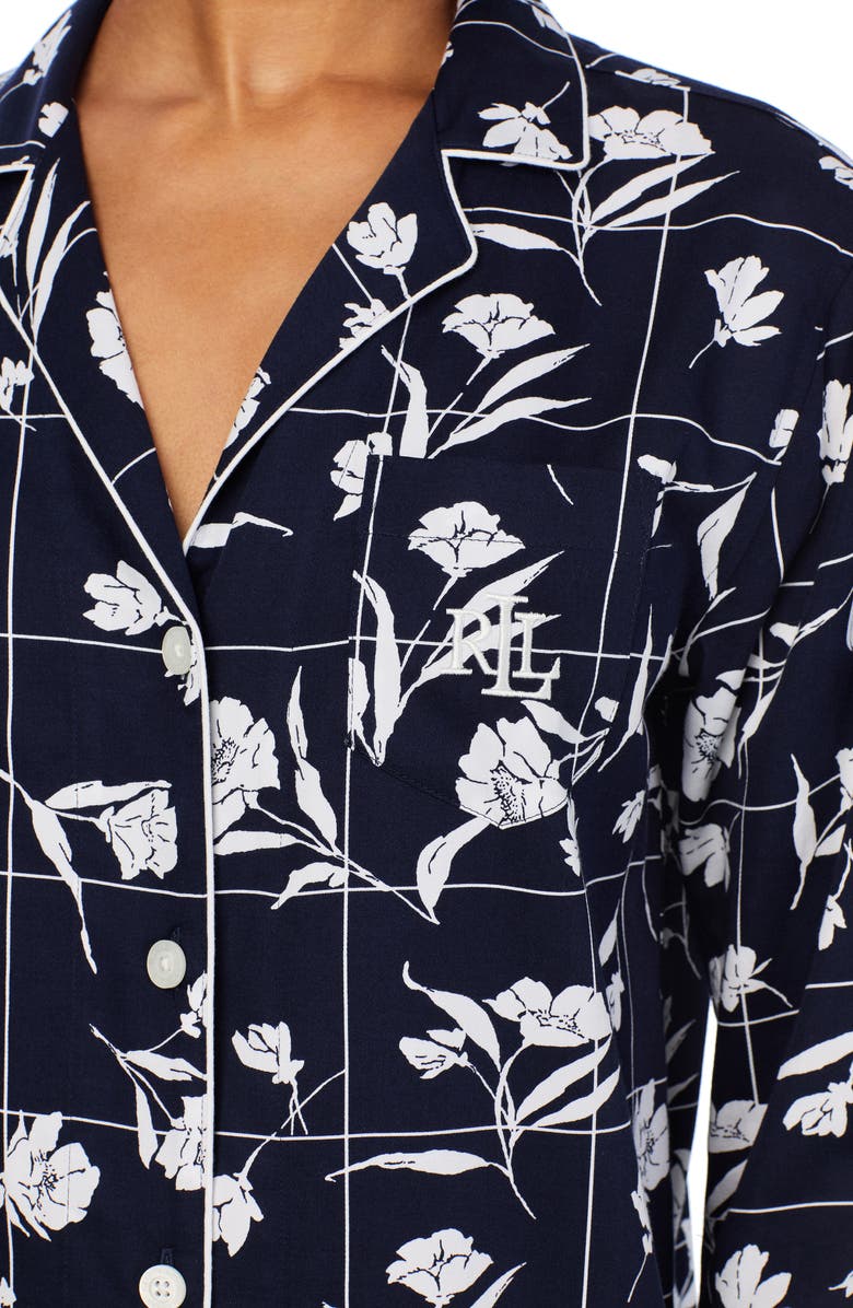 Lauren Ralph Lauren Print Cotton Blend Sleep Shirt, Alternate, color, 
