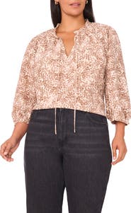 Vince Camuto Split Neck Peasant Top