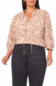 Vince Camuto Split Neck Peasant Top
