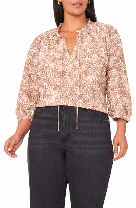 Vince Camuto Split Neck Peasant Top