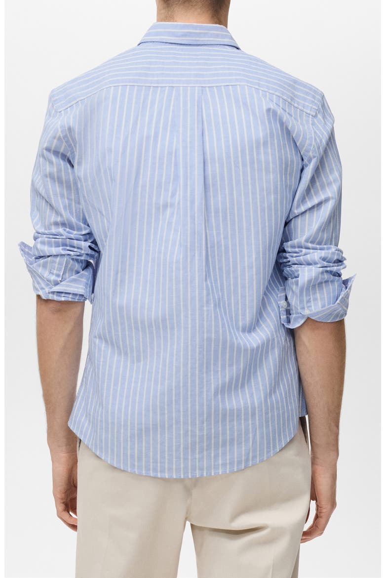 Regular Fit Stripe Cotton & Linen Button-Up Shirt (Men