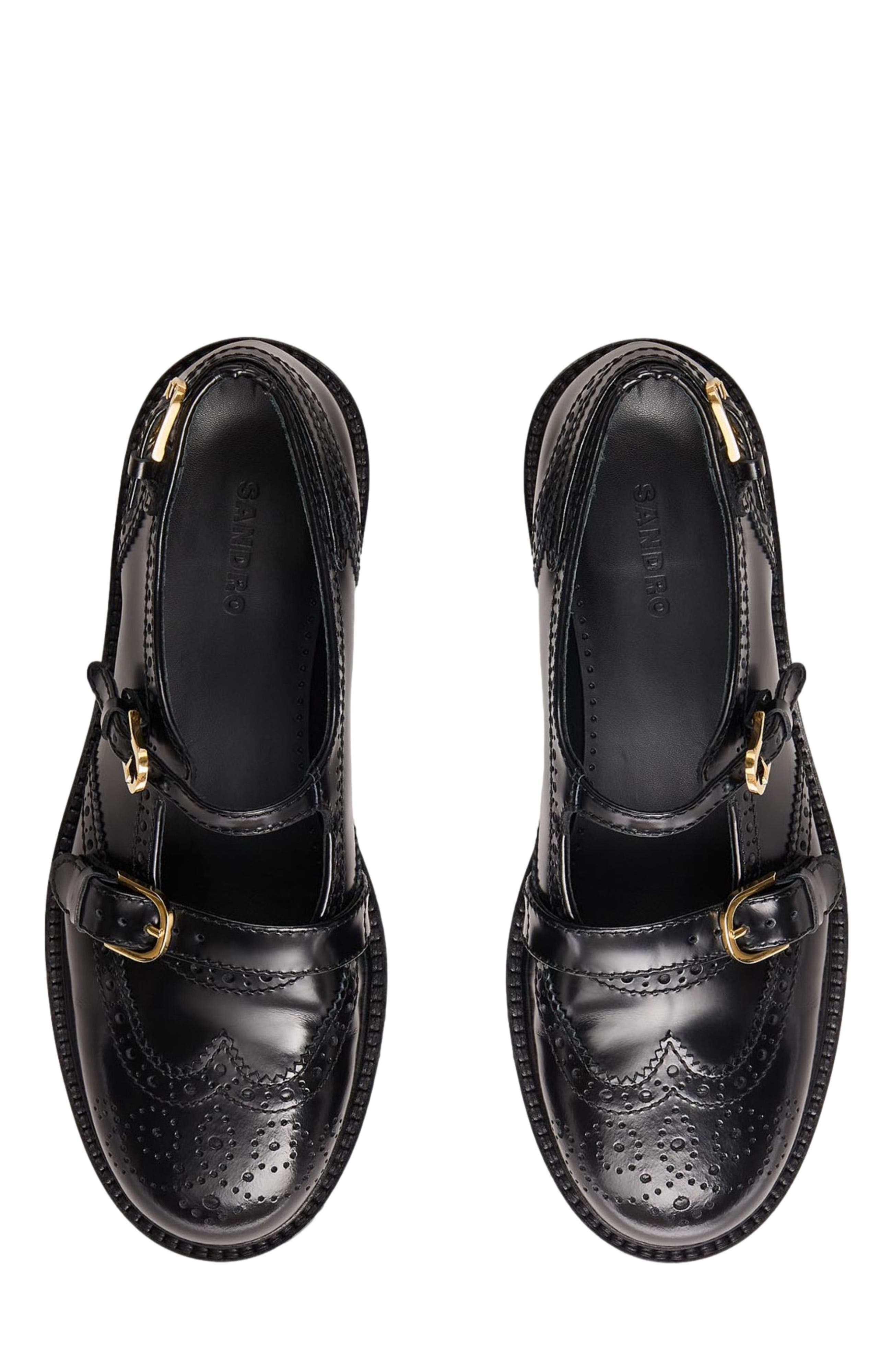 SANDRO Multi-Buckle Mary Jane loafers, Alternate, color, Black
