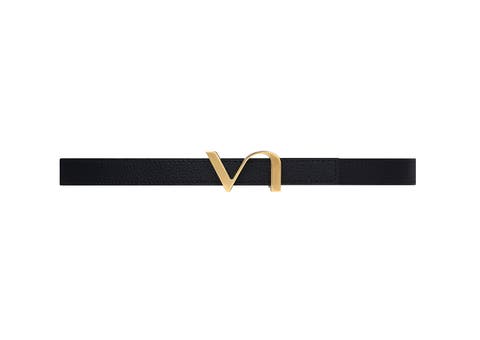 Reversible Black & Gold Thin Leather Belt