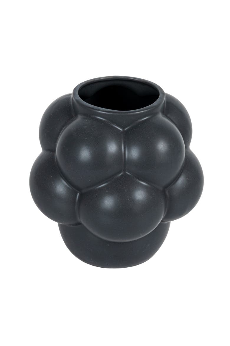 Decorative Stoneware Vase with Raised Dots and Matte Finish, Black, Main, color, Black