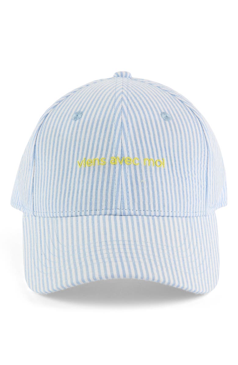 Viens Avec Moi Ball Cap, Alternate, color, Blue Stripe