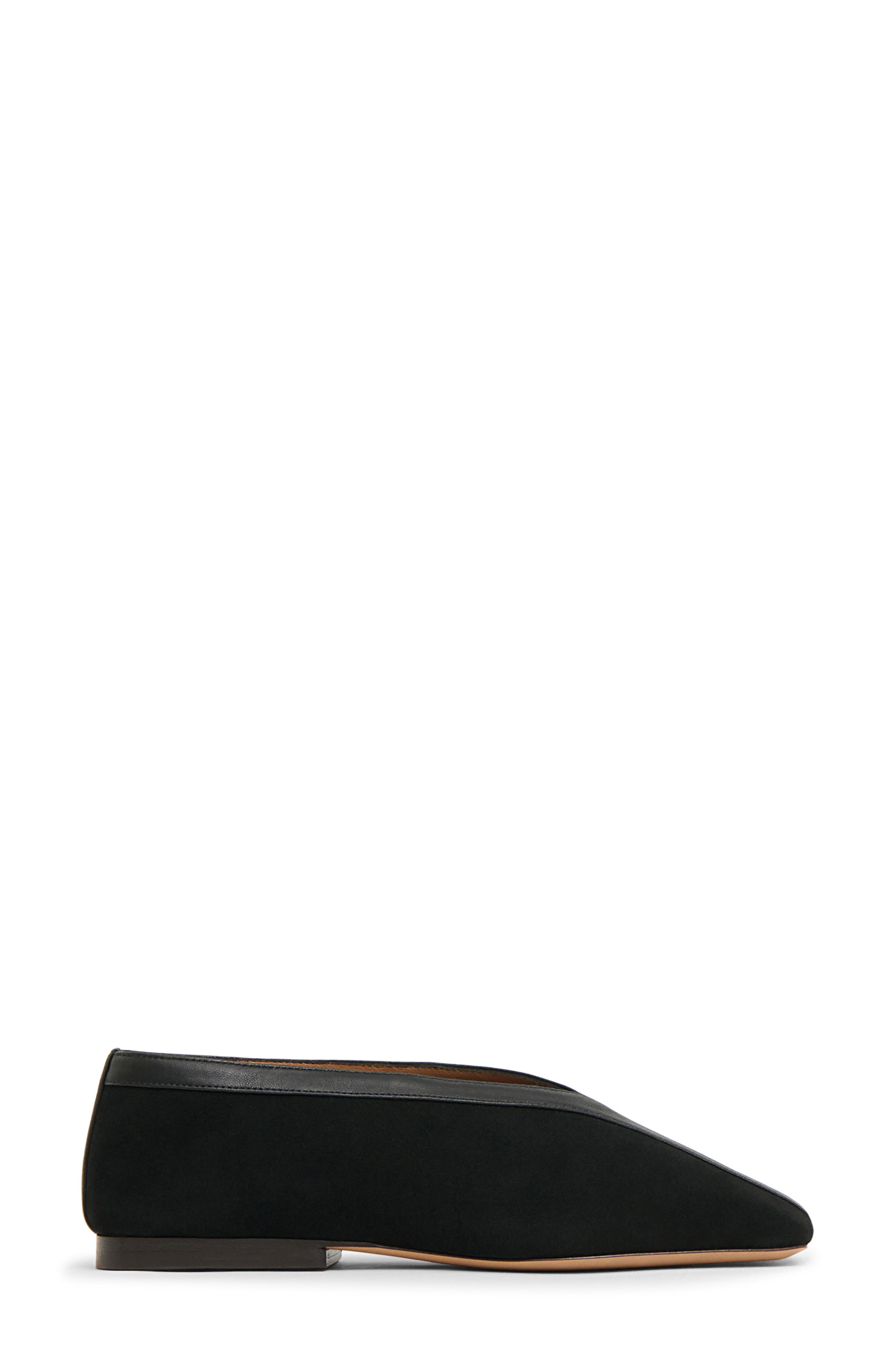 Square Toe Flat, Alternate, color, BLACK/BLACK