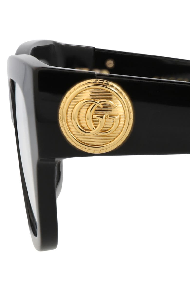 Gucci 53mm Square Sunglasses, Alternate, color, Black Black Transparent